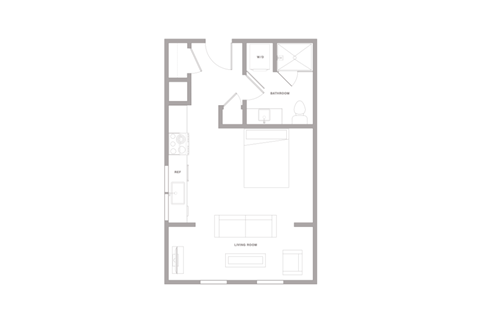 Floor plan for studio, 1 bath, 475 sqft